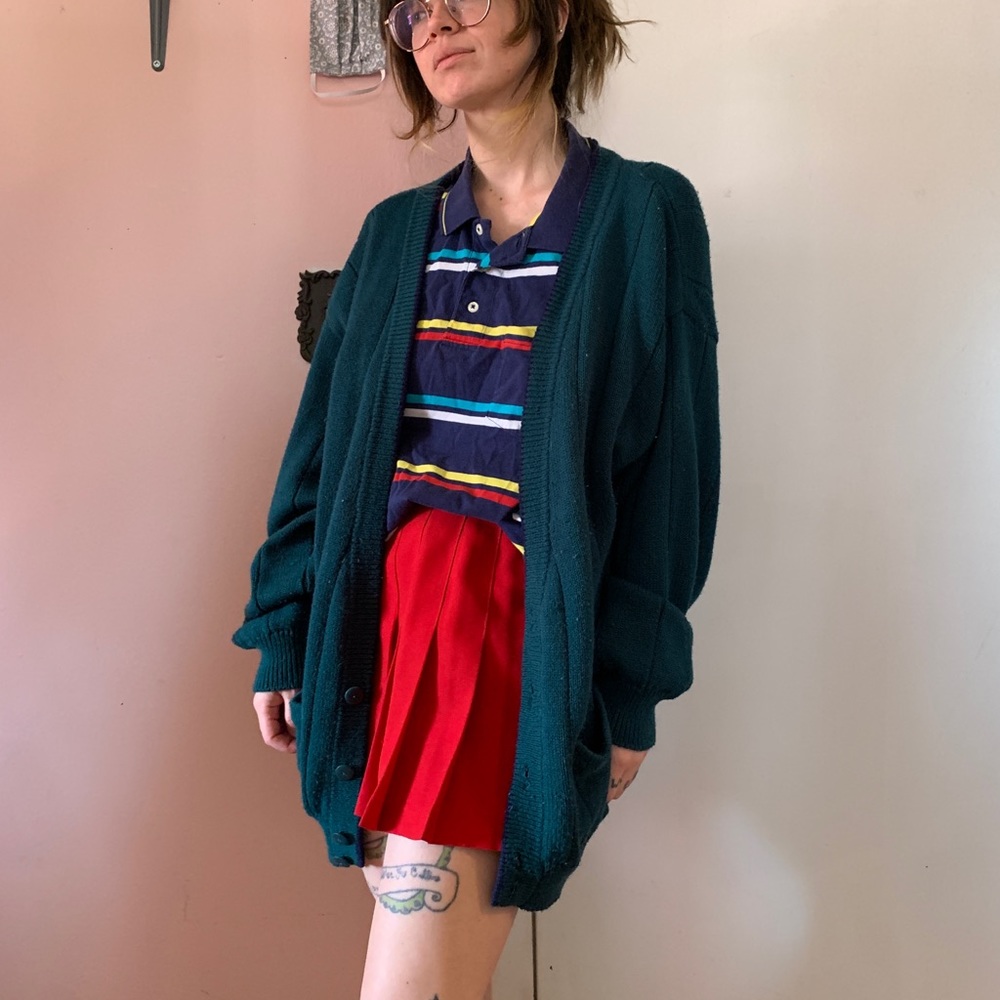 Vintage Baggy Green Cardigan Sweater